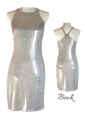 NWTWHBM Silver Metallic Mini Dress XXSP